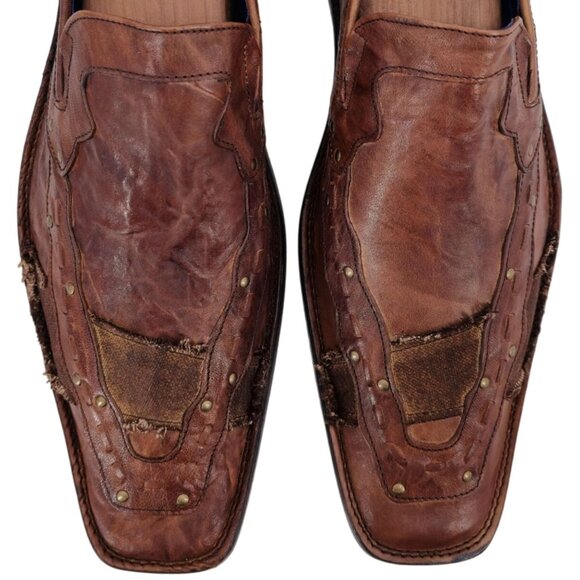 NEW Mark Nason ITALY Rock Never Dies Mens 13 Brown Leather Slip-on Loafers Shoes main image 13